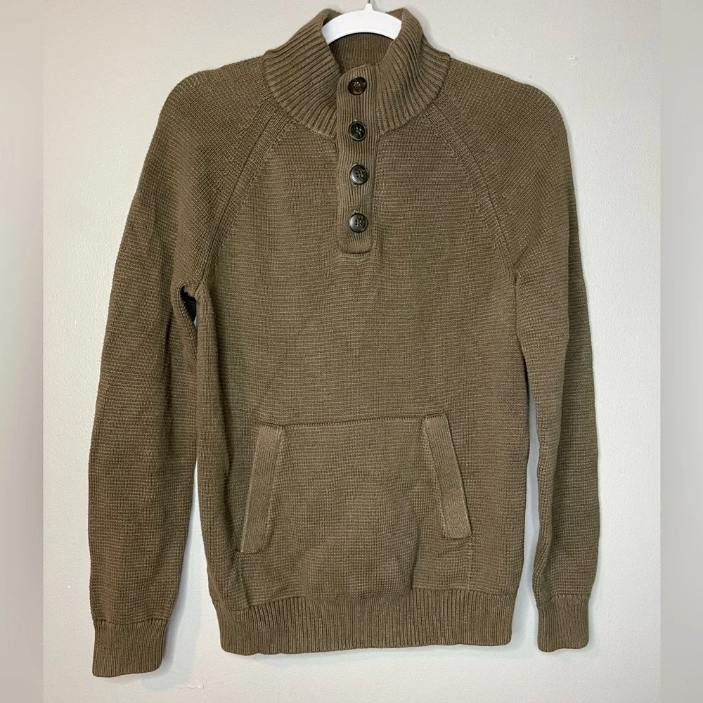 Banana Republic Men’s Small Green Ribbed Button Neck Sweater Pullover